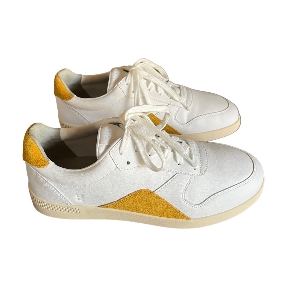 NWOB The ReLeather Court Sneaker White Mustard F9/M7 - Picture 7 of 10